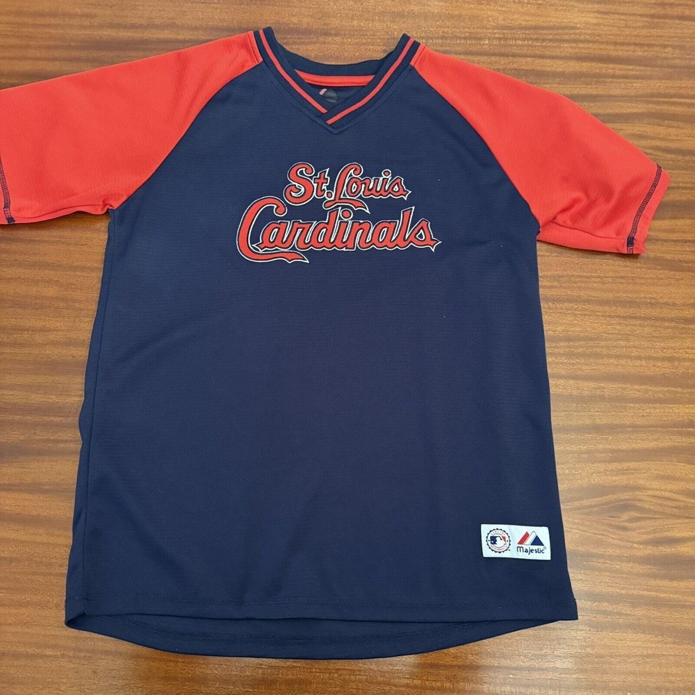 Vintage St. Louis Cardinals Majestic Jersey Youth 14/16 Blue Embroidered Redbird